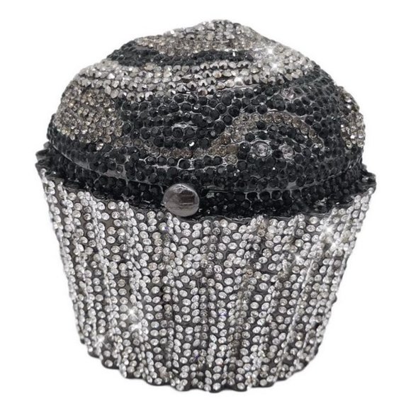 NWT Sparkling Bling Swarovski Crystal Rhinestone Cupcake Clutch Purse Ba…